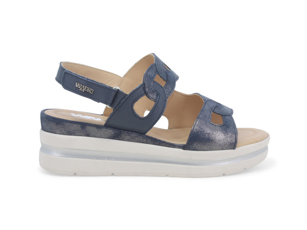 Melluso Sandali Comfort Zeppa Chiusura Strappo Tomaia Pelle Blu 019213-233792
